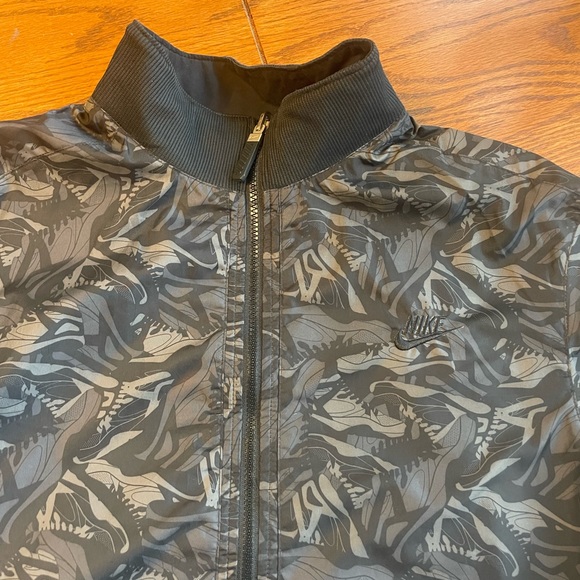 VTG Y2K Nike mens L reversible sneaker print full zip jacket black - Picture 2 of 4
